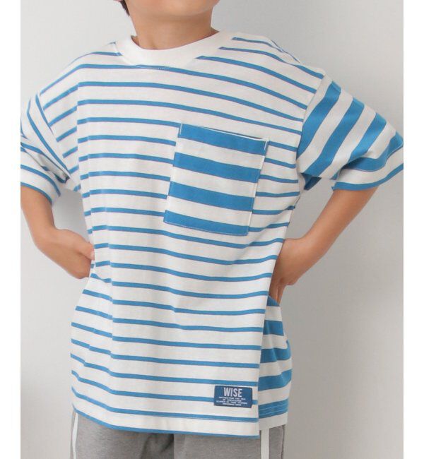 ikka kids「USAコットン イピッチボーダーポケT（120~160cm）」|Tシャツ・カットソー|