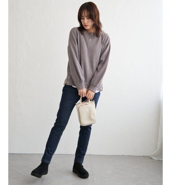 ikka「ラメワッフル裾リングドットプルオーバー」|その他|