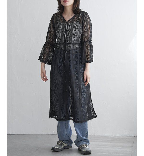 VENCE share style「レースフレアー袖ワンピース」|ワンピース|ブラック