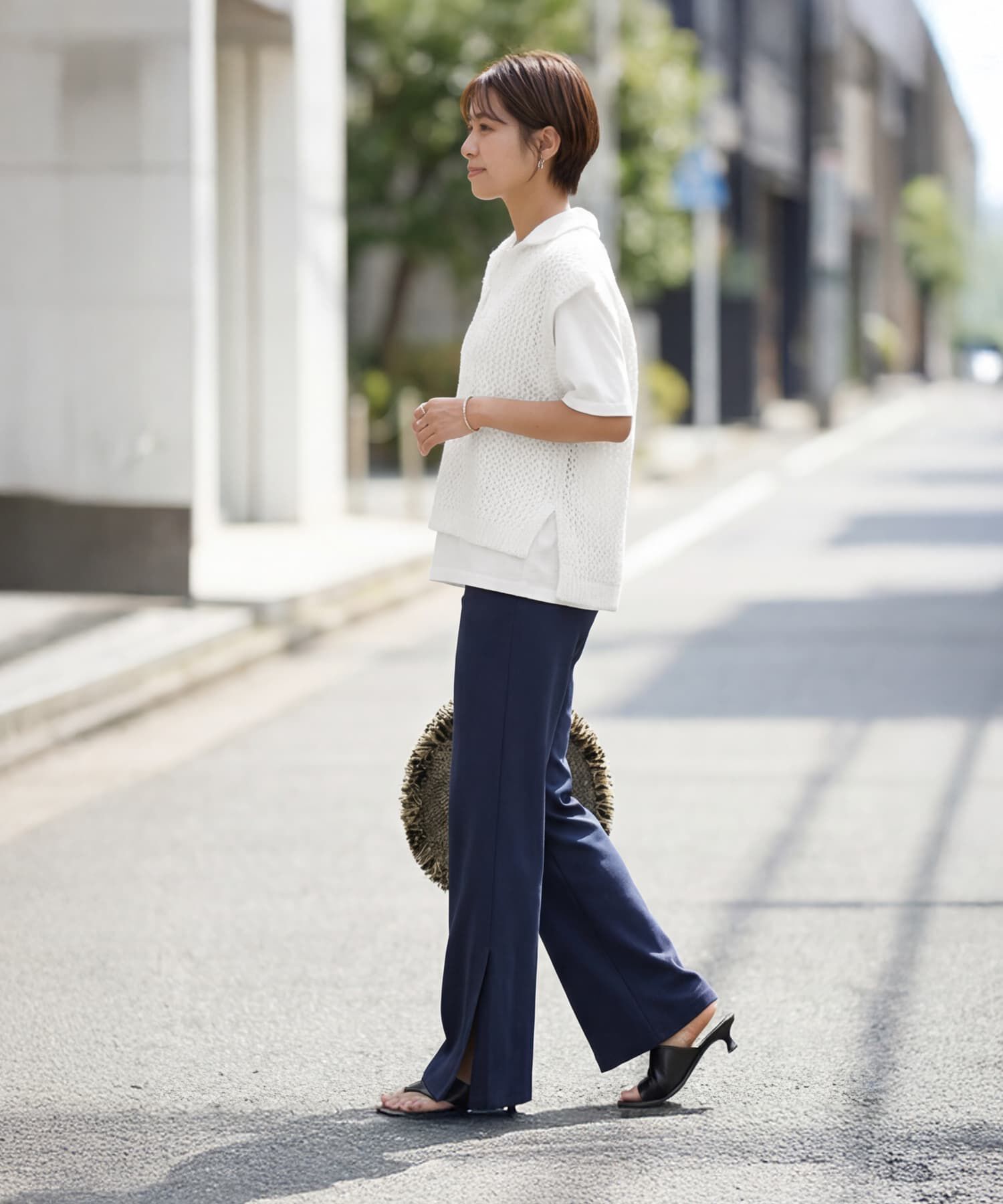 STYLE DELI「【selection】襟付きメッシュニットベスト」|ベスト・ジレ|