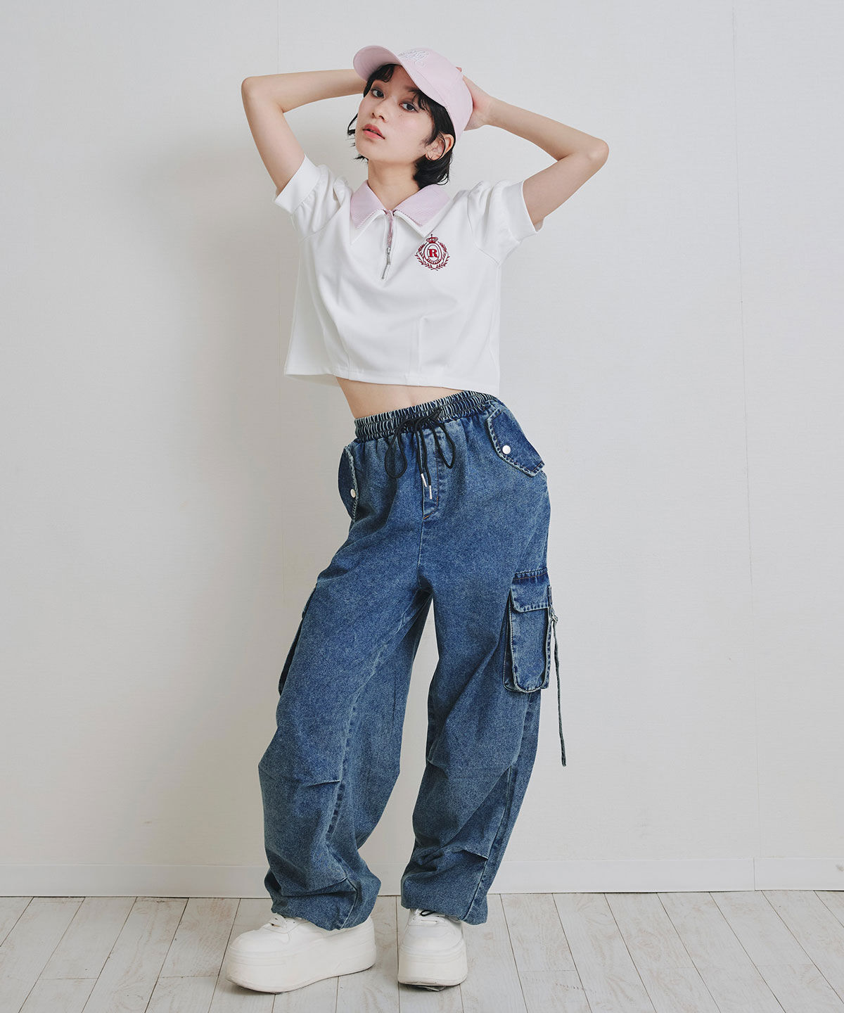 REDYAZEL「エンブレムダブルカラーカットプルオーバー」|Tシャツ・カットソー|