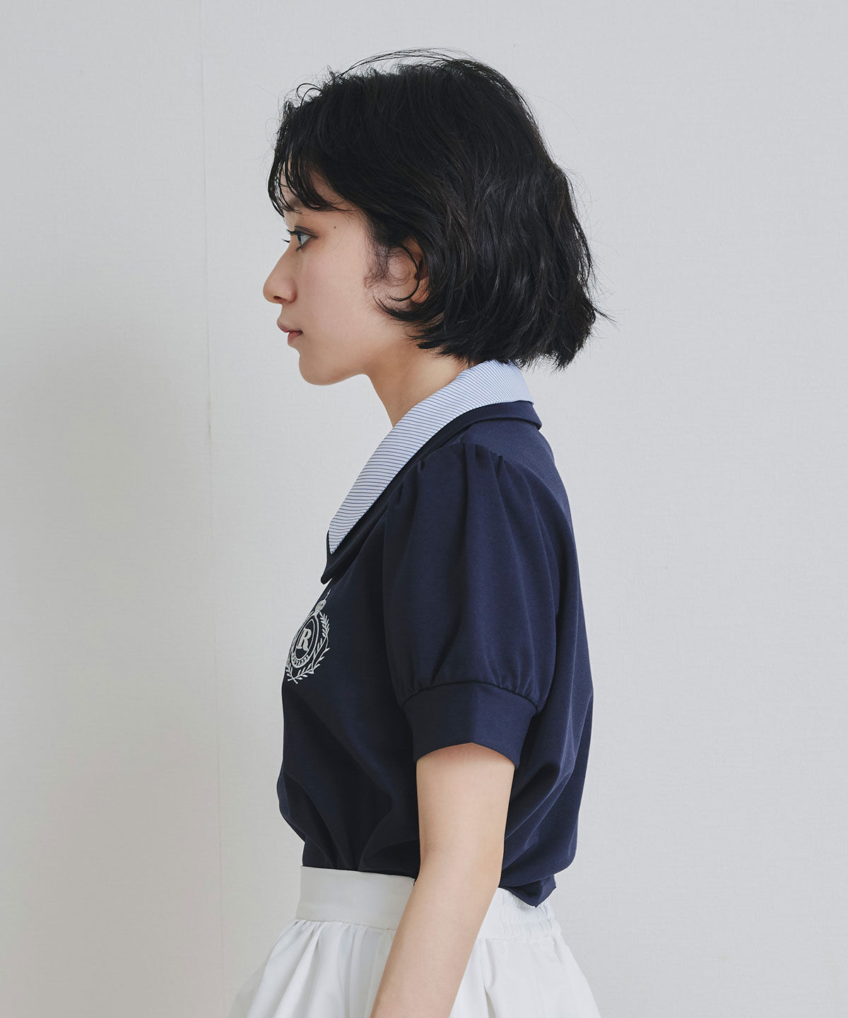 REDYAZEL「エンブレムダブルカラーカットプルオーバー」|Tシャツ・カットソー|