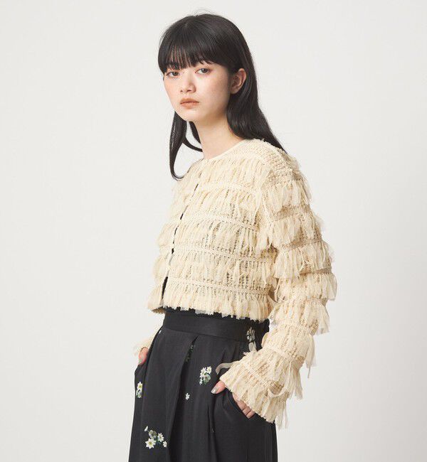EMMEL REFINES「＜EMMEL REFINES＞EM チュールフリンジ カーディガン」|カーディガン|