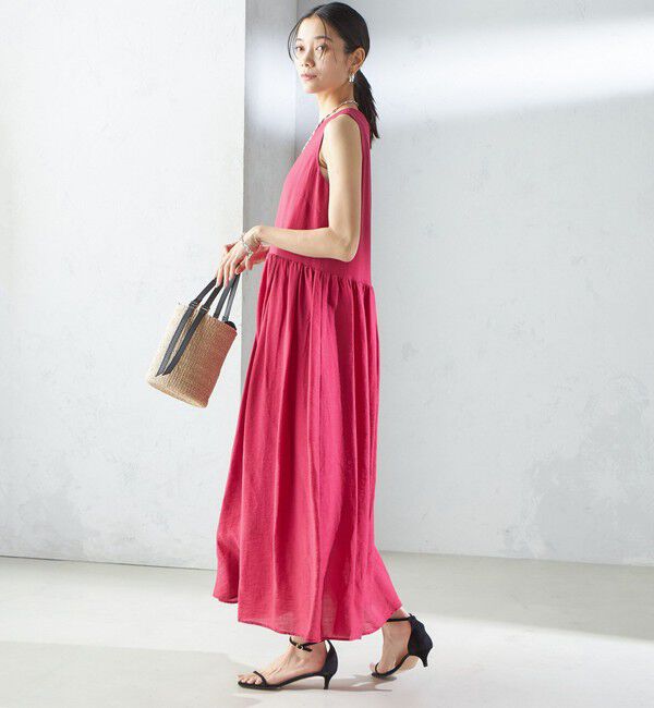 SHIPS for women「〈手洗い可能〉シルク混 シアー ノースリーブ ワンピース」|ワンピース|
