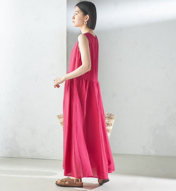 SHIPS for women「〈手洗い可能〉シルク混 シアー ノースリーブ ワンピース」|ワンピース|
