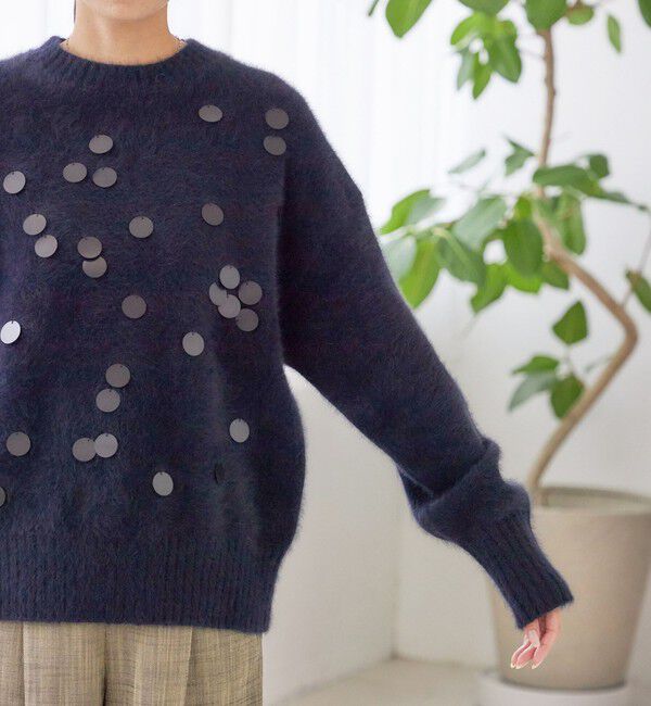 SHIPS for women「〈手洗い可能〉フォックス スパンコール クルーネック ニット」|ニット・セーター|