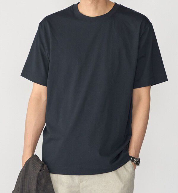 SHIPS「SHIPS:〈汗染軽減 / 吸水速乾/ 接触冷感/ UVカット〉ステイン コントロール ファンクション Tシャツ」|Tシャツ・カットソー|ネイビー