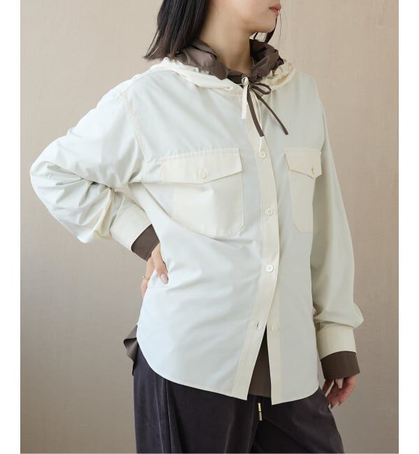 IENA LA BOUCLE「《洗濯機洗い可》IENA LA BOUCLE ライトタフタフーテッドシャツ」|シャツ・ブラウス|