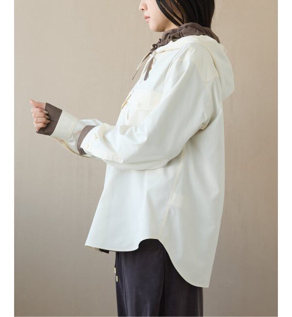 IENA LA BOUCLE「《洗濯機洗い可》IENA LA BOUCLE ライトタフタフーテッドシャツ」|シャツ・ブラウス|