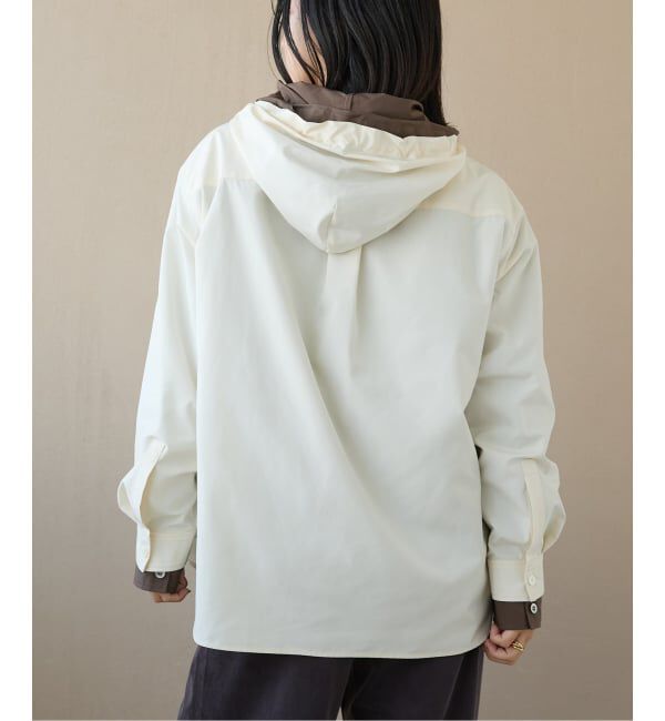 IENA LA BOUCLE「《洗濯機洗い可》IENA LA BOUCLE ライトタフタフーテッドシャツ」|シャツ・ブラウス|