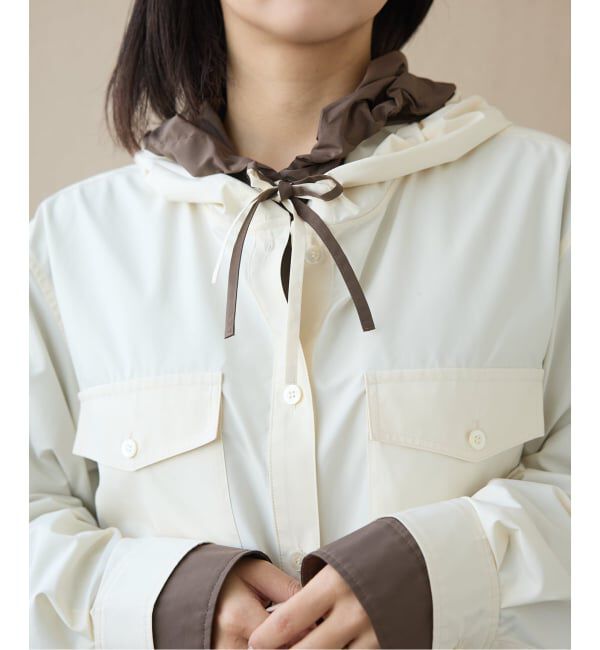 IENA LA BOUCLE「《洗濯機洗い可》IENA LA BOUCLE ライトタフタフーテッドシャツ」|シャツ・ブラウス|