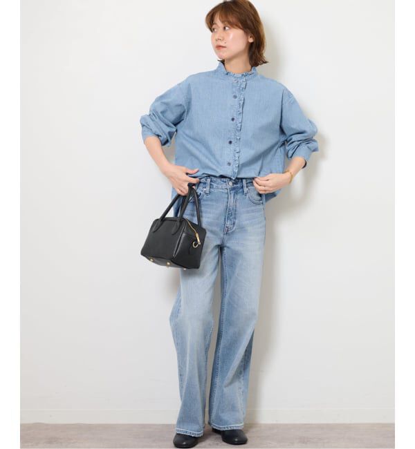 JOURNAL STANDARD relume「《追加2》スタンドネックデニムフリルブラウス」|シャツ・ブラウス|