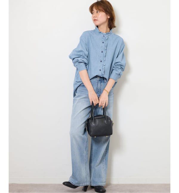 JOURNAL STANDARD relume「《追加2》スタンドネックデニムフリルブラウス」|シャツ・ブラウス|