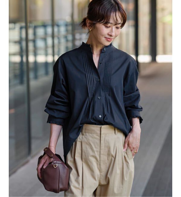 JOURNAL STANDARD relume「《WEB限定追加》コットンブロードフリルブラウス」|シャツ・ブラウス|ネイビー