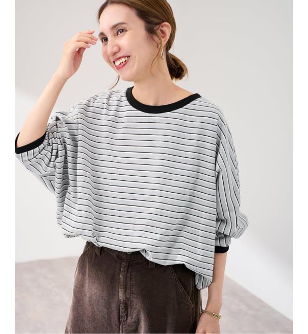 FRAMeWORK「≪予約≫STAR&STRIPE 別注ドルマンスリーブマルチボーダーT」|Tシャツ・カットソー|サックスブルー