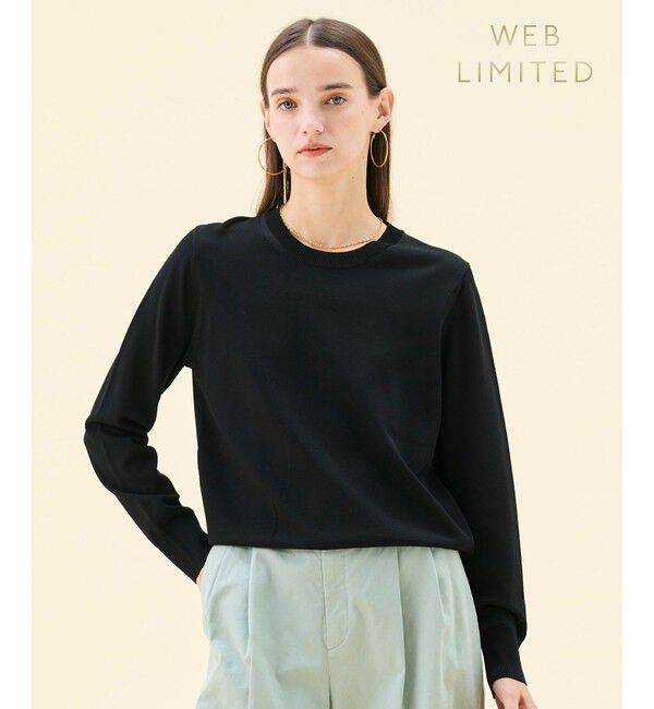 BEIGE,「【WEB限定・洗える】LECERF / 異素材バックシアーストレッチニット」|ニット・セーター|Black