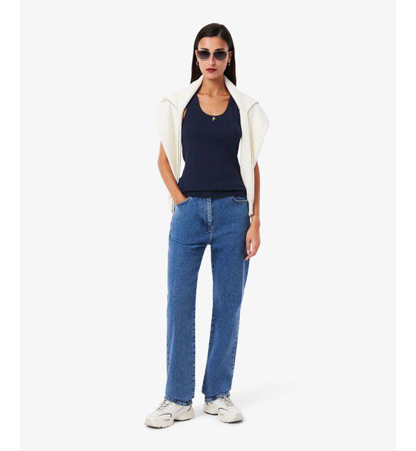 LACOSTE「レース調 ポワンテルニット リボンタンクトップ」|Tシャツ・カットソー|