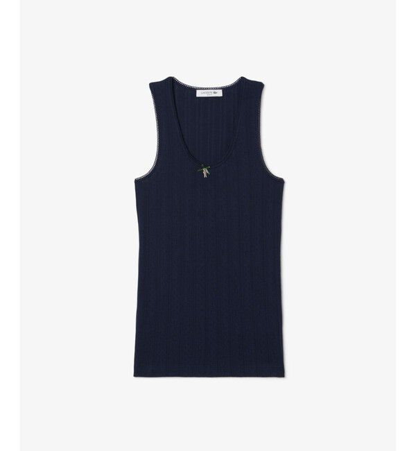 LACOSTE「レース調 ポワンテルニット リボンタンクトップ」|Tシャツ・カットソー|