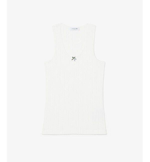 LACOSTE「レース調 ポワンテルニット リボンタンクトップ」|Tシャツ・カットソー|