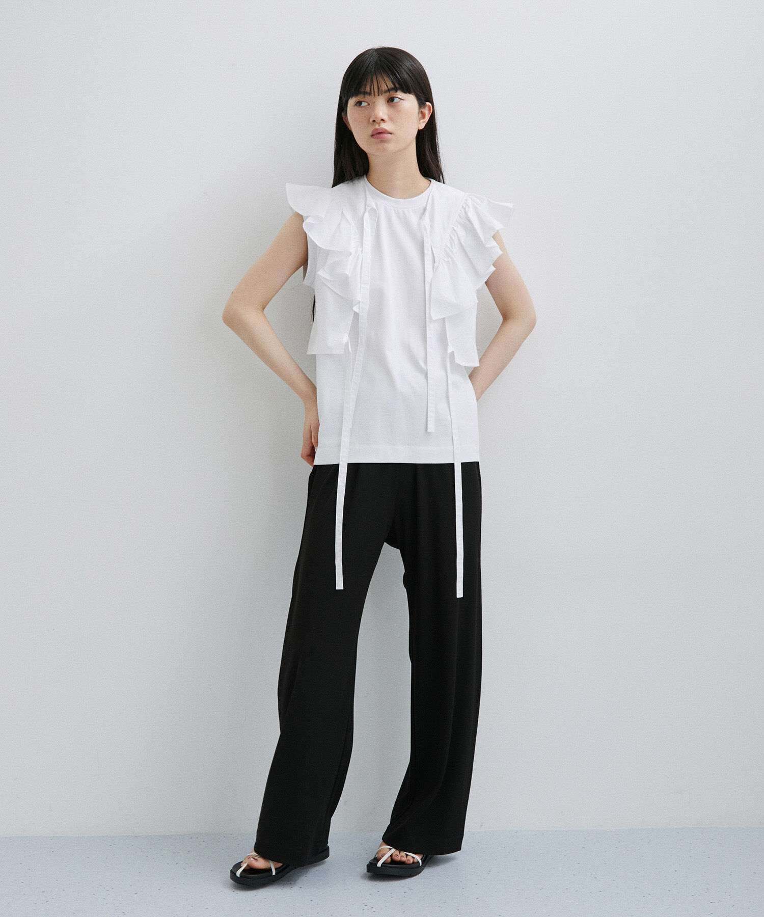 ADAM ET ROPE'「【逸品】フリルセットTシャツ」|Tシャツ・カットソー|