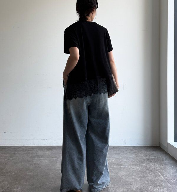 「【WEB限定】裾レース半袖トップス」|Tシャツ・カットソー|