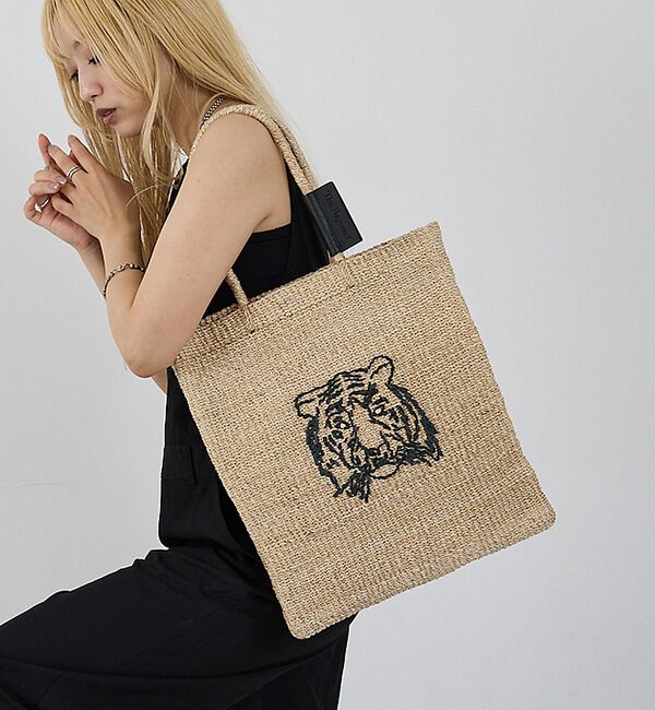 NOMINE「【BAGMATI】ANIMAL BAG アニマル刺繍 かご トート バッグ」|かごバッグ|ベージュ
