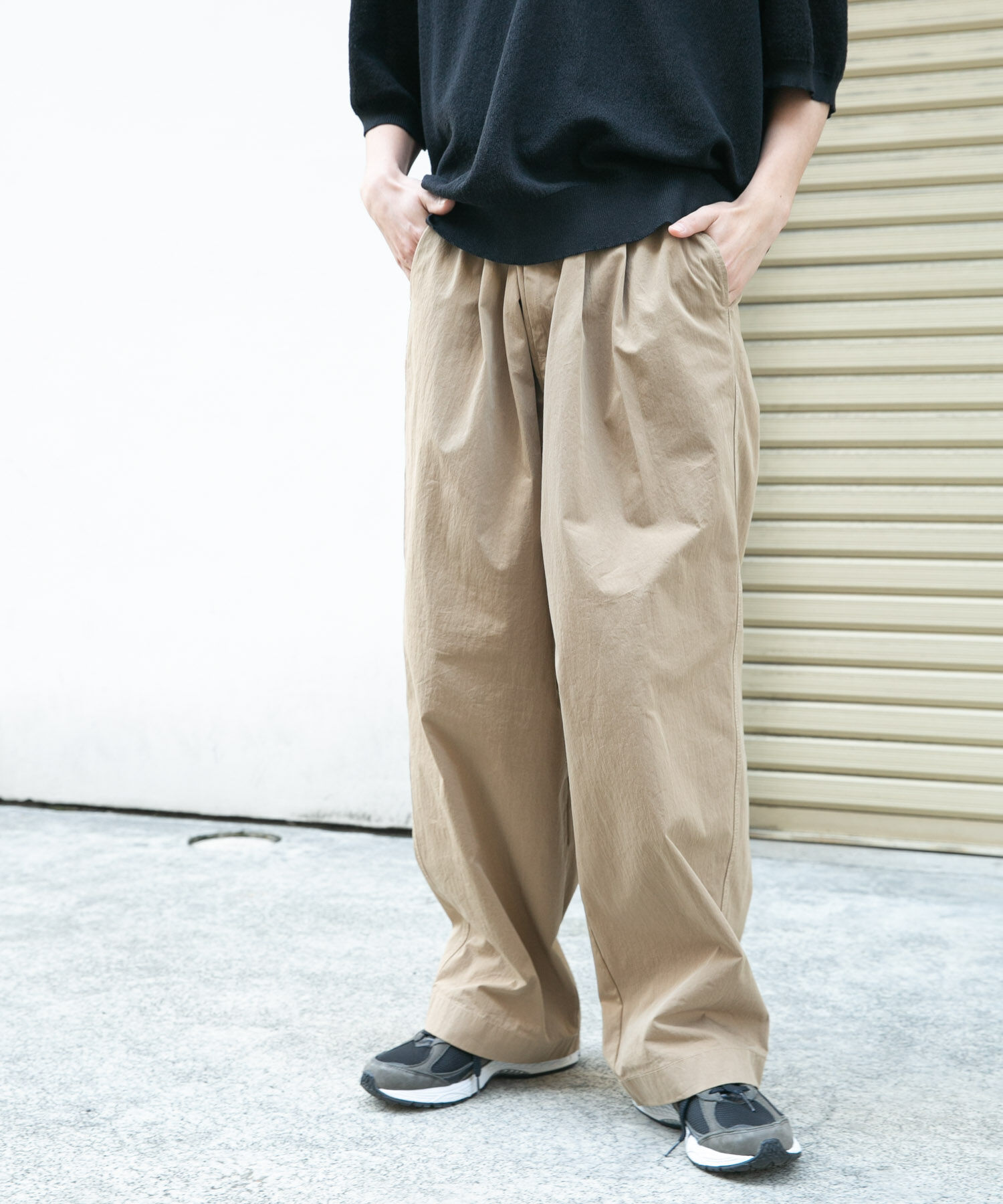 URBAN RESEARCH DOORS「FORK&SPOON 　クリンクルワイドパンツ」|その他|ベージュ