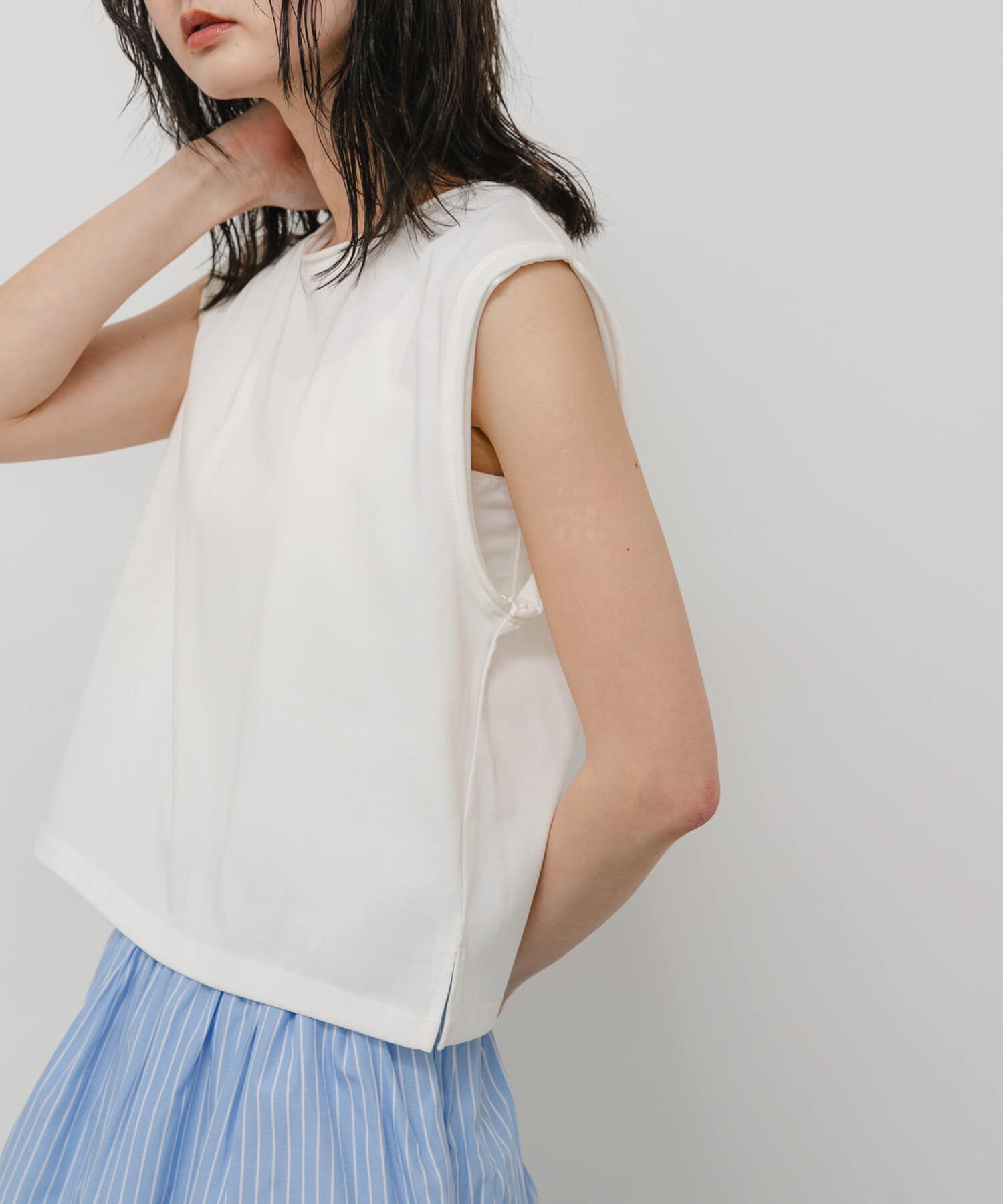SENSE OF PLACE by URBAN RESEARCH「『汗ジミ防止』SKINProofノースリーブロールTシャツ」|タンクトップ|オフホワイト
