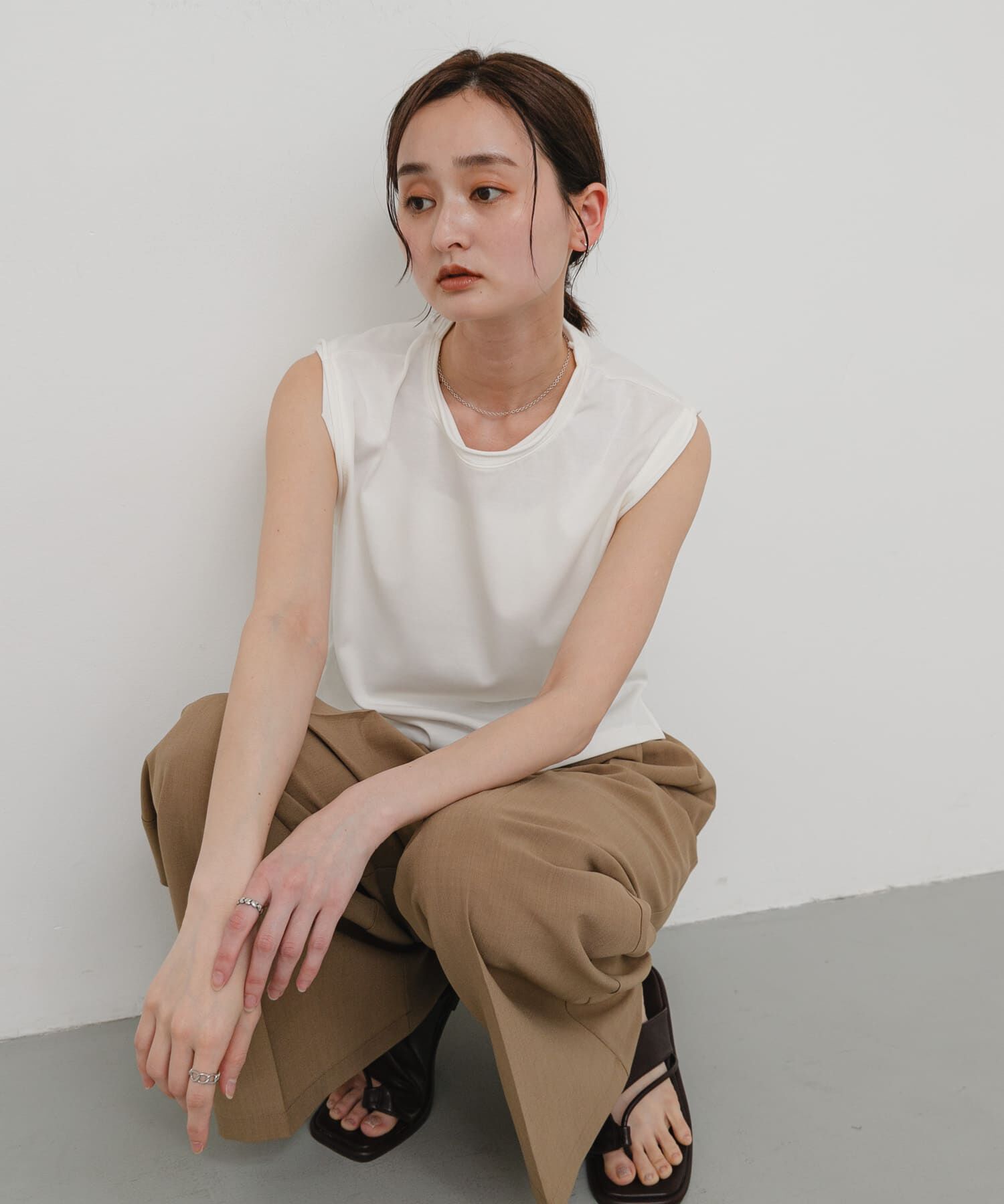 SENSE OF PLACE by URBAN RESEARCH「『汗ジミ防止』SKINProofノースリーブロールTシャツ」|タンクトップ|