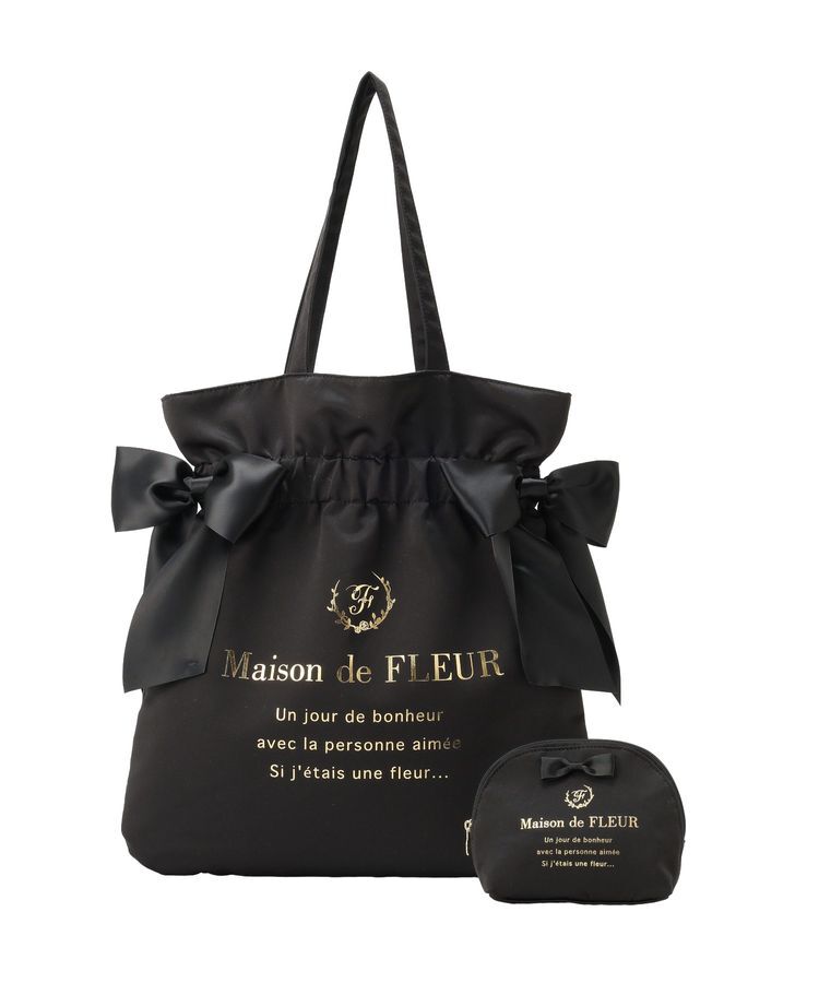 Maison de FLEUR「《セット商品》ダブルリボンギャザートート・ポーチ」|トートバッグ|