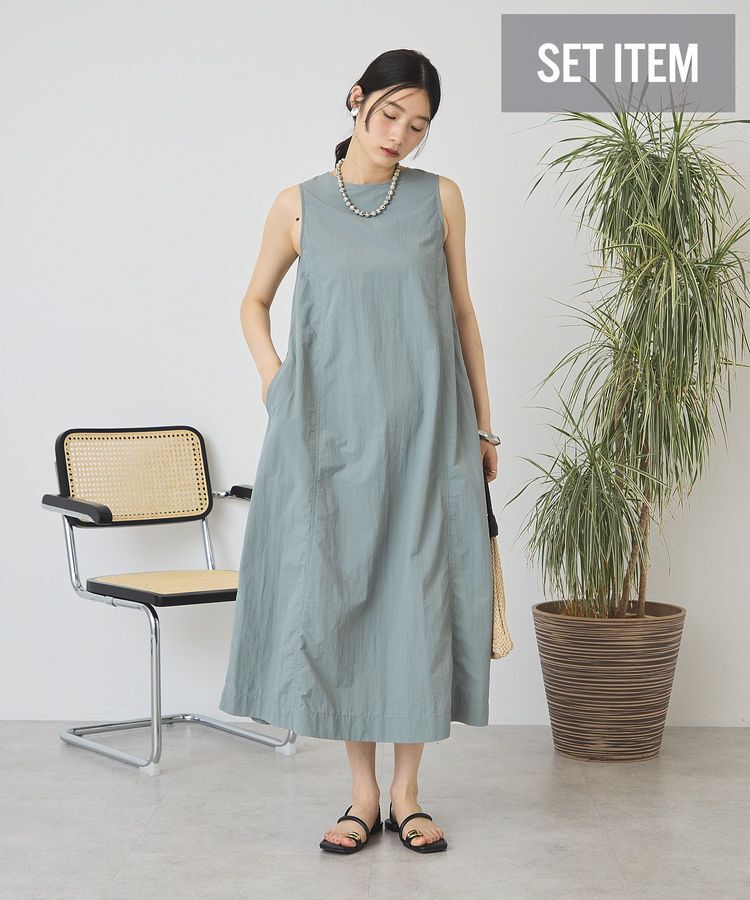 AMERICAN HOLIC「【2点セット】ナイロンAラインワンピース+キャミソール」|ワンピース|Grayish Khaki