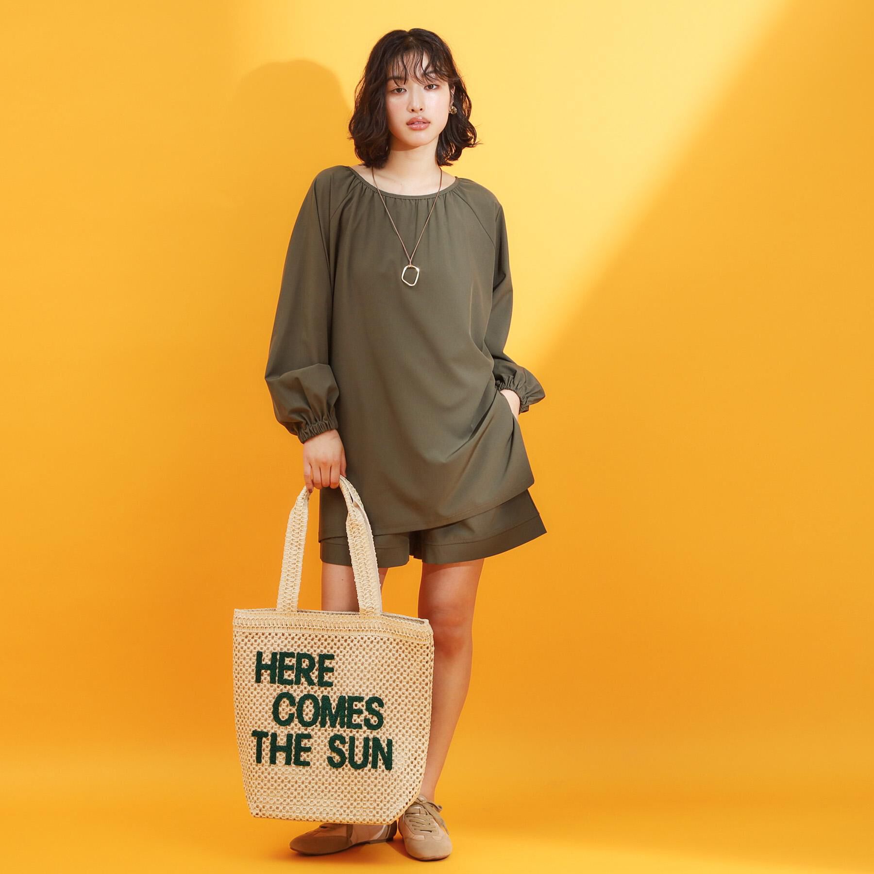 THE SHOP TK「【mizugiwa/ラッシュガード】ギャザーチュニック/前後2WAY/セットアップ可/接触冷感/UV」|シャツ・ブラウス|