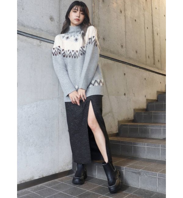 MURUA「ツイードフリンジディープスリットスカート」|スカート|