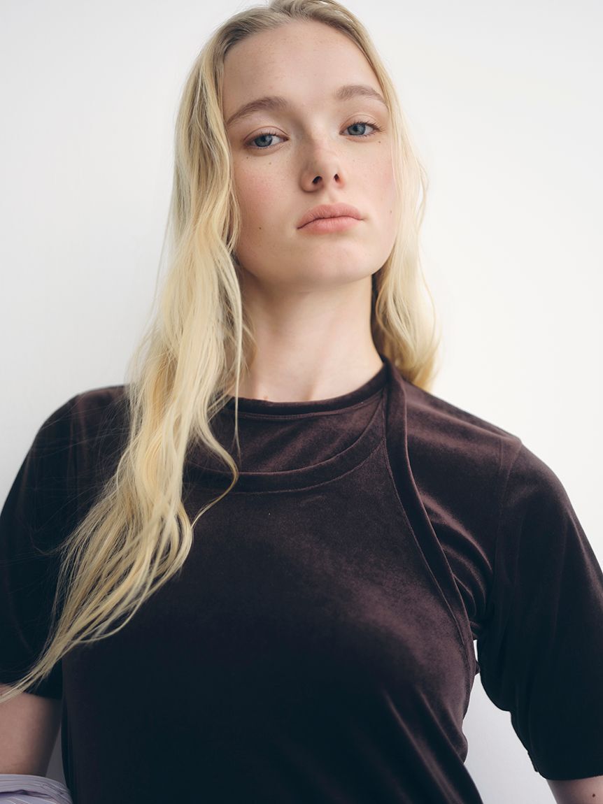 emmi atelier「ベロアTシャツ&times;ホルターネックワンピースセット」|ワンピース|