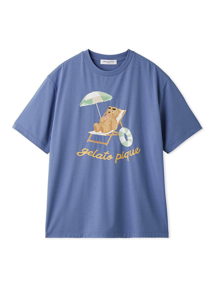 GELATO PIQUE HOMME「【HOMME】【接触冷感】サマーベアワンポイントTシャツ」|ルームウェア|NVY