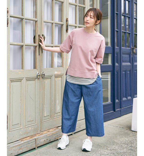 ikka「ミニ裏毛スウェットライク半袖Tシャツ」|Tシャツ・カットソー|