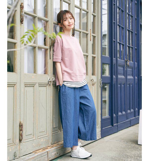 ikka「ミニ裏毛スウェットライク半袖Tシャツ」|Tシャツ・カットソー|