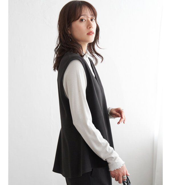 ikka「ハイネックテレコ長袖プルオーバー」|Tシャツ・カットソー|