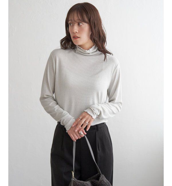 ikka「ハイネックテレコ長袖プルオーバー」|Tシャツ・カットソー|シルバー