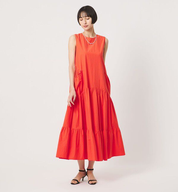 UNITED ARROWS「ポケット ティアード マキシスカート」|ワンピース|RED