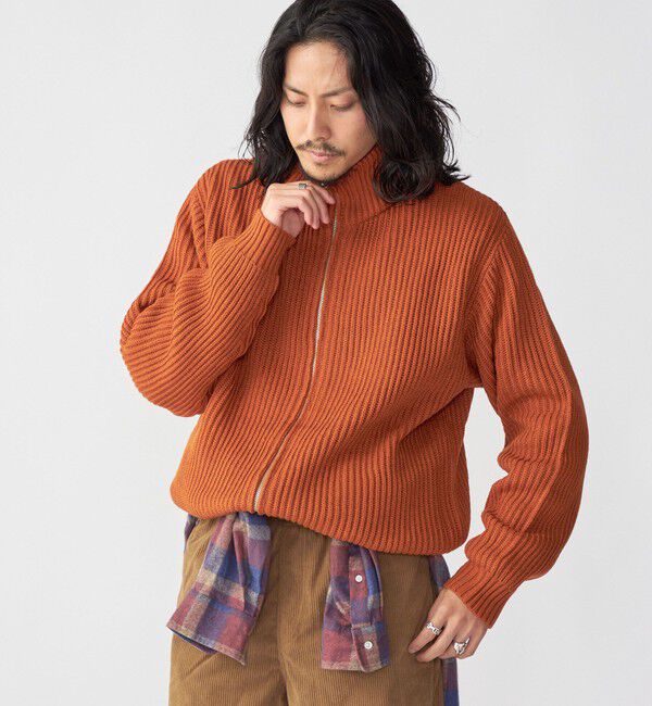 SHIPS「*SHIPS:〈手洗い可能〉リラックスフィット 畔編み ドライバーズ ニット ジップ カーディガン」|カーディガン|