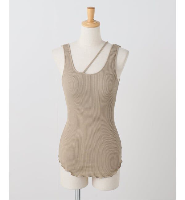 IENA LA BOUCLE「HAKUJI/ハクジ RANDOM RIB ASYM BRA  H232590」|Tシャツ・カットソー|ベージュ
