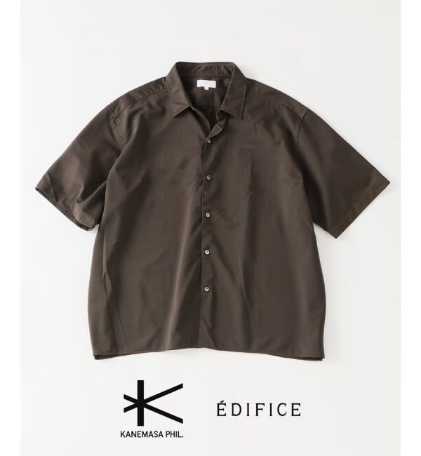 EDIFICE「Kanemasa Phil. (カネマサ フィル) 別注 36ゲージ Ny Atmsphr S/S シャツ」|シャツ・ブラウス|ブラウン