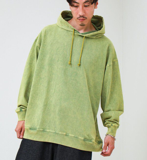 GLOSTER「【ロンT以上、パーカー未満】ケミカル加工 フードロンT」|パーカー|オリーブ