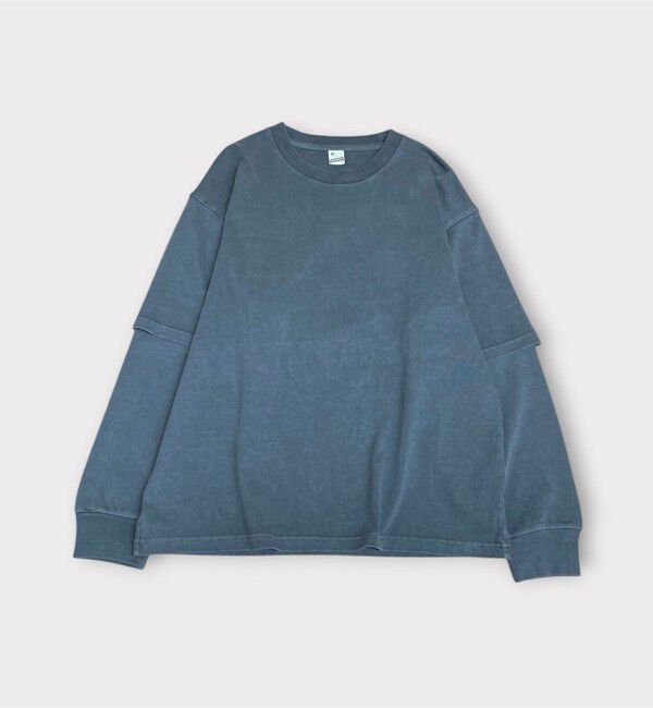 GLOSTER「【1枚でレイヤード完成】ピグメント加工 フェイクレイヤードロンT」|Tシャツ・カットソー|ブラック