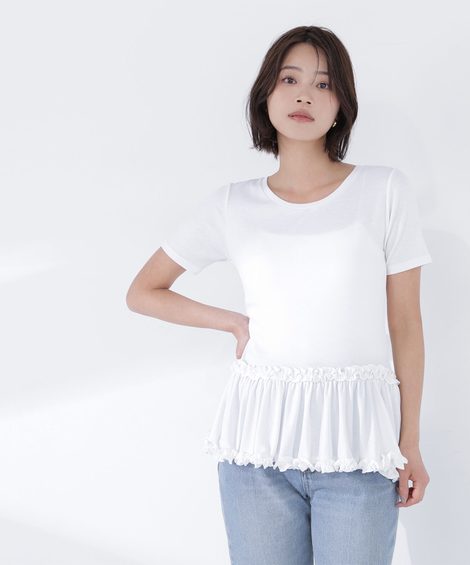  「ヘムフリルカットソー」|Tシャツ・カットソー|