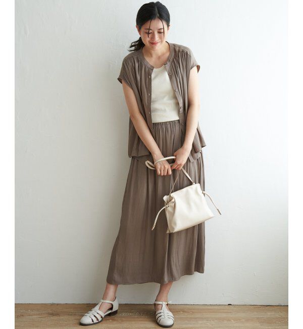 ikka「カッセンギャザーフレンチ袖シャツ」|シャツ・ブラウス|
