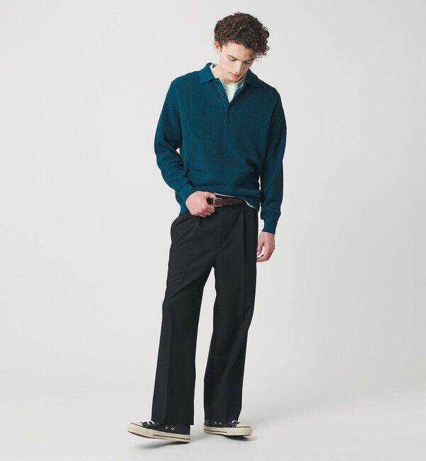 BEAUTY&YOUTH UNITED ARROWS「ギマ コットン アゼ 3ボタン ポロカラー ニット ウォッシャブル」|ニット・セーター|