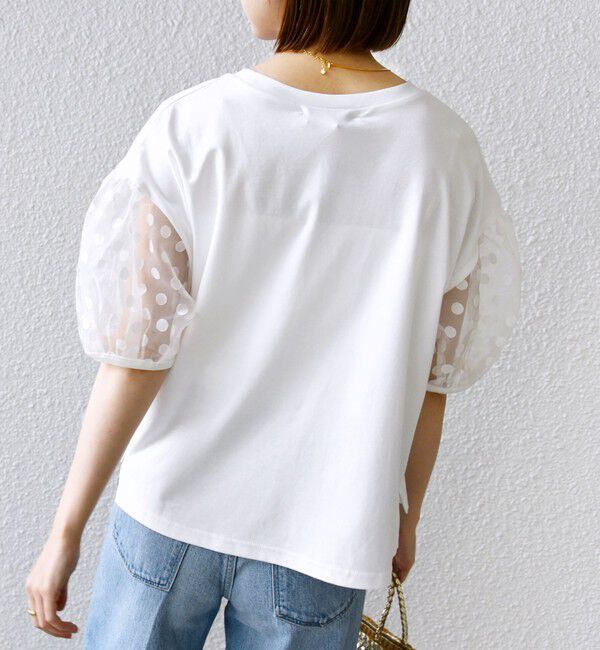 SHIPS for women「TORRAZZO DONNA:〈手洗い可能〉ドット シアー スリーブ カットソー」|Tシャツ・カットソー|