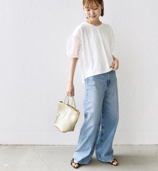 SHIPS for women「TORRAZZO DONNA:〈手洗い可能〉ドット シアー スリーブ カットソー」|Tシャツ・カットソー|
